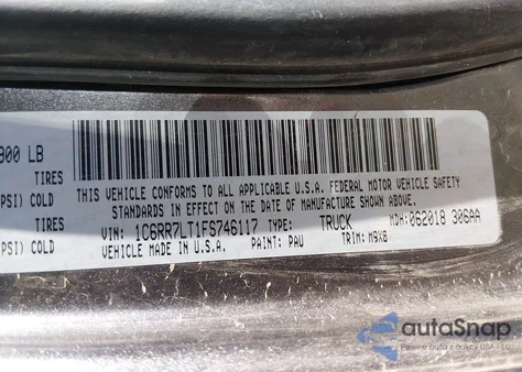 2015 Ram 1500 Big Horn from USA, damaged, VIN 1C6RR7LT1FS746117